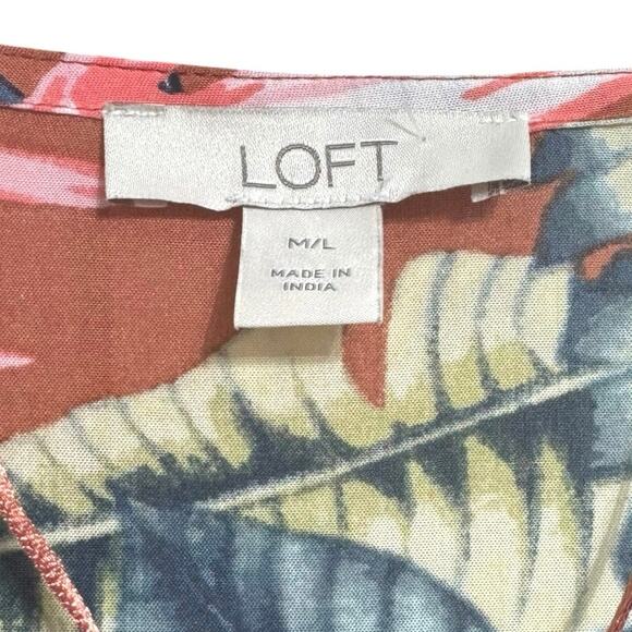 Loft Women’s Tangerine Floral Kimono Duster Long Sleeve Flowy Modal M/L - Picture 8 of 10